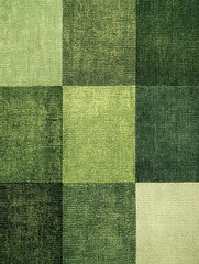 Fototapeta premium Green Textured Fabric Squares - A close-up shot of a textured fabric with a checkered pattern in varying shades of green