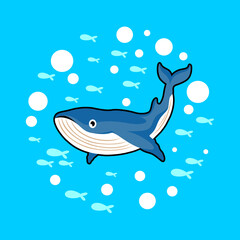 vector whale in sea underwater