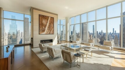 NYC Penthouse Living Room with City Views