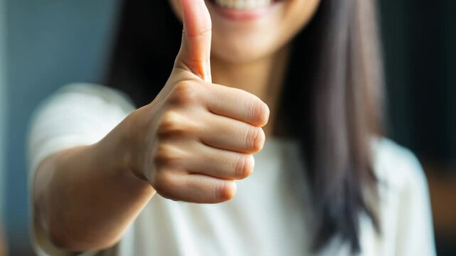 Woman showing thumb up gesture