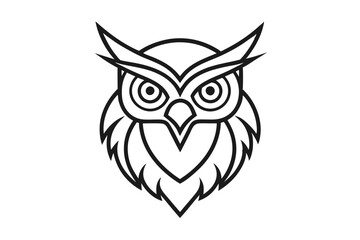 Fototapeta premium Owl Head Vector Logo Icon. Simple Line Drawing