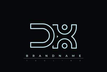 DX Technology Letter  Logo Template. This tech letter logo is a graphic mark that uses letters to represent a technology company.