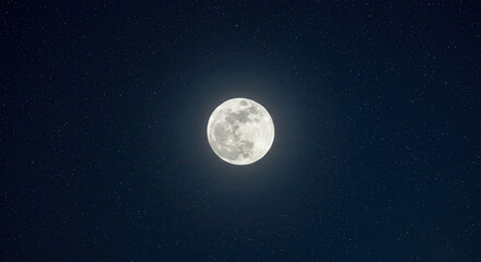 Fototapeta premium Full Moon Illuminating Starry Night Sky with Bright Celestial Bodies