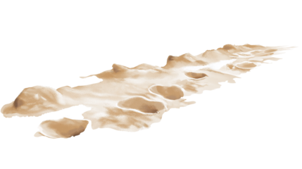 Sandy footprints leading to the ocean, summer vacation memories, isolated on white background, PNG format