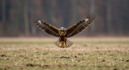 Fototapeta premium Majestic Buzzard in Flight: A Serene Wildlife Capture
