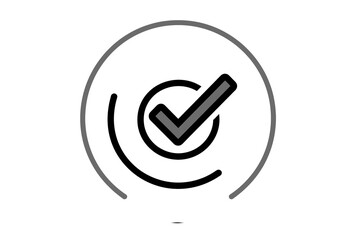 Black and grey check mark tick icon cut out and isolated on a white background, correct symbol illustration stock image