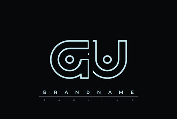 Fototapeta premium GU Technology Letter Logo Template. This tech letter logo is a graphic mark that uses letters to represent a technology company.
