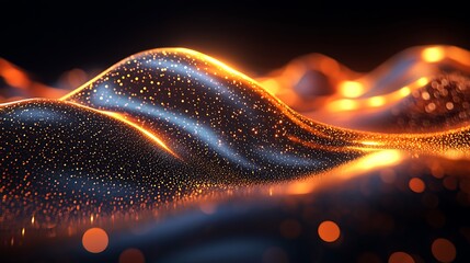 Abstract wavy golden digital art