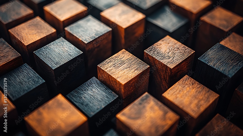 Aufkleber abstract wood blocks pattern