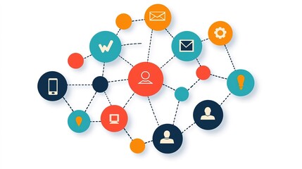 Fototapeta premium Innovative sales connections modern business environment digital icons collaborative network conceptual visualization