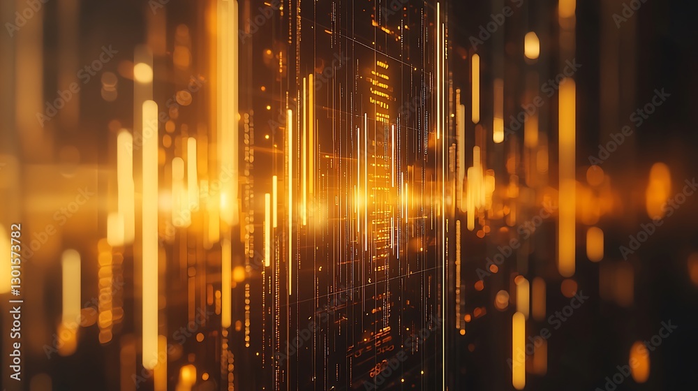 Aufkleber Abstract yellow lines simulating data transmission with blurred background