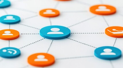 Exploring networking dynamics modern workspace with interconnected crm icons in digital marketing