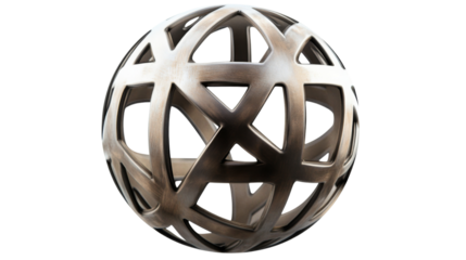Abstract metallic sphere rotating on transparent background
