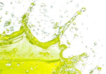 Vibrant Green Liquid Splashing Against a White Background