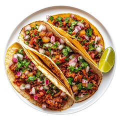 Delicious Tacos on a Plate isolated on transparent background