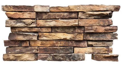 Obraz premium Decorative stone cladding creating rustic wall with transparent background