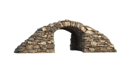 Old stone arch bridge with transparent background