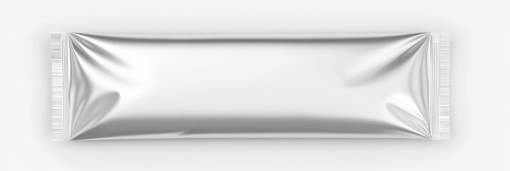 Shiny Aluminum Foil Pouch Packaging Mockup - Blank silver foil package, food storage, clean design, modern branding, product presentation