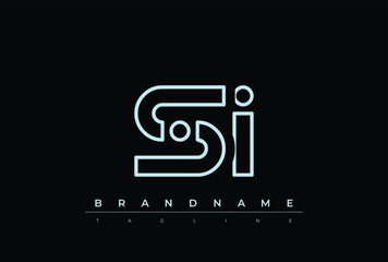 SI Technology Letter  Logo Template. This tech letter logo is a graphic mark that uses letters to represent a technology company.