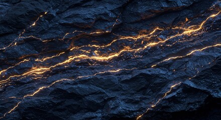 Fototapeta premium Detailed Rendering of Mineral-Rich Earth Formations with Luminous Veins of Minerals