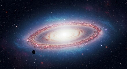 A stunning cosmic vista showcasing a spiral galaxy in a sea of twinkling stars