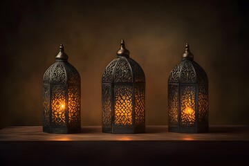 Traditional Arabic Lanterns with Warm Candlelight for Ramadan