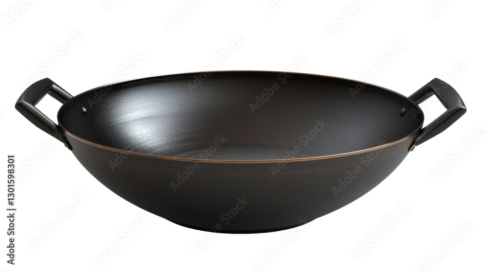 Wall mural empty modern wok with handles isolated on transparent background