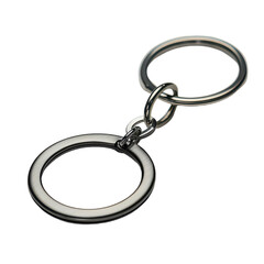 Minimalist Metal Keychain isolated on transparent background, PNG
