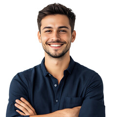 portrait of a Young Man Smiling with Arms Crossed isolated on Transparent Background