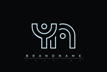 YN Technology Letter  Logo Template. This tech letter logo is a graphic mark that uses letters to represent a technology company.