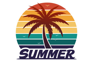 Retro Summer Palm Tree T-Shirt Design – Vintage Beach Vibes