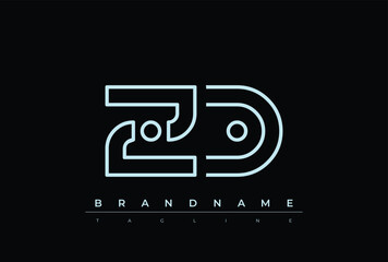 ZD Technology Letter  Logo Template. This tech letter logo is a graphic mark that uses letters to represent a technology company.