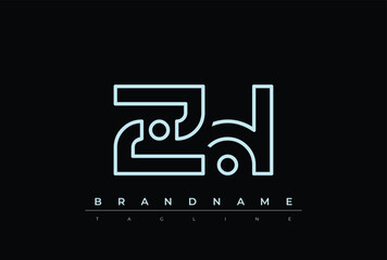 ZH Technology Letter  Logo Template. This tech letter logo is a graphic mark that uses letters to represent a technology company.