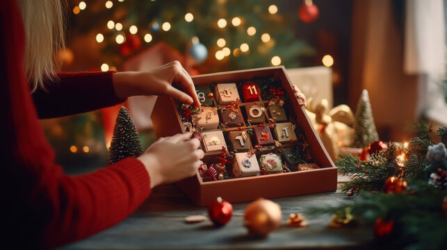 Festive holiday tradition with custom advent calendar for family celebration