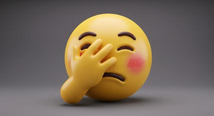Fototapeta premium Emoji Covering Face with Hand Expressing Shame or Embarrassment
