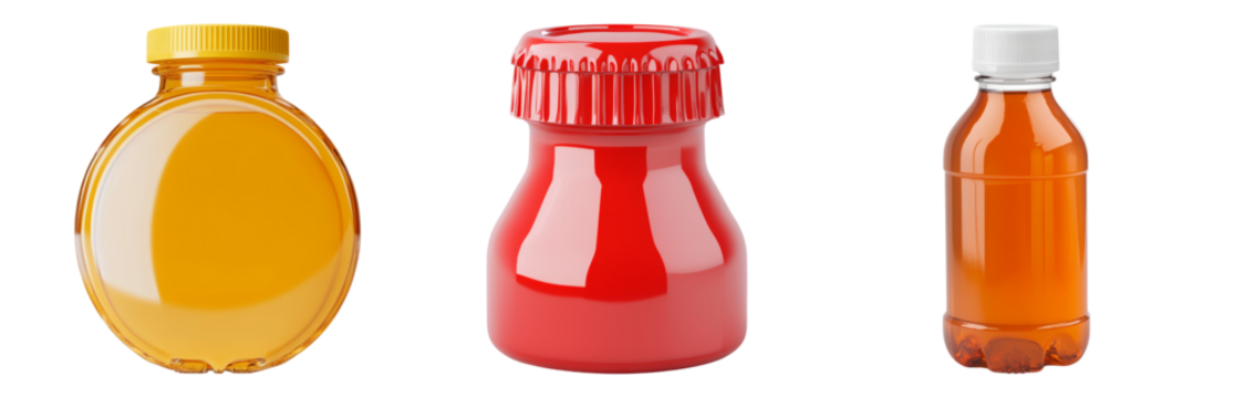 Bottles of Various Shapes and Sizes Isolated on transparent background