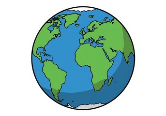 Fototapeta premium Simple Earth Globe: A Vibrant, Cartoonish World Map