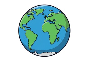 Naklejka premium Simplified Earth Globe: A Vibrant, Cartoonish World Map