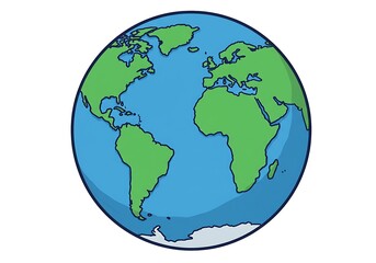 Obraz premium Simplified World Map: A Cheerful, Illustrated Globe