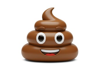 Smiling Poop Emoji: A 3D Rendered Brown Cartoon