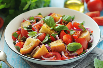 Panzanella salad, traditional dish of Italian cuisine