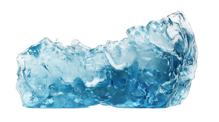 Fototapeta premium A frosty chunk of blue ice featuring natural cracks and a cool texture, placed on a white background --ar 16:9