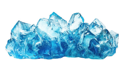 Obraz premium A frosty chunk of blue ice featuring natural cracks and a cool texture, placed on a white background --ar 16:9