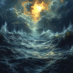 Obraz premium Earth's first raindrops fall from a dark, heavy sky