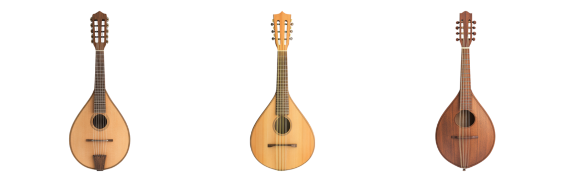Traditional String Instruments with Unique Designs Isolated on transparent background