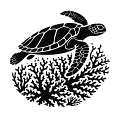 Turtle Silhouette in Coral