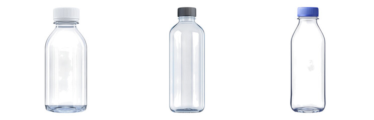 Clear Water Bottles on Isolated Display Isolated on transparent background