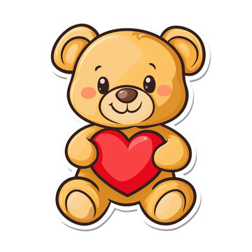 teddy bear holding red heart clip art preview