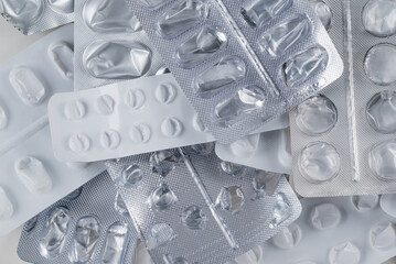 Photo of pills drugs  on background