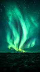 Fototapete Rund Aurora dances over Iceland at night © estehgelas